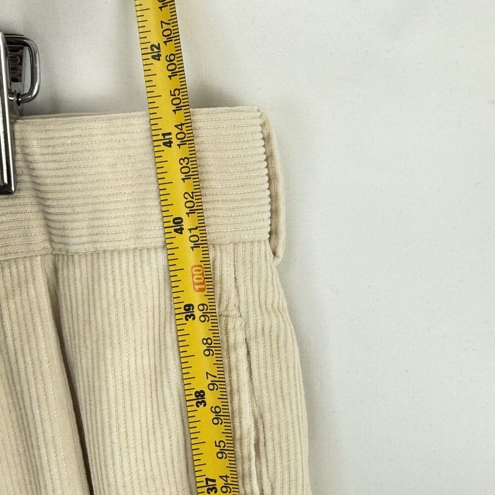 VTG Jos. A. Bank Mens Pants Beige Corduroy Straight Cuffed Pleat Chinos Size 35 - Picture 15 of 15